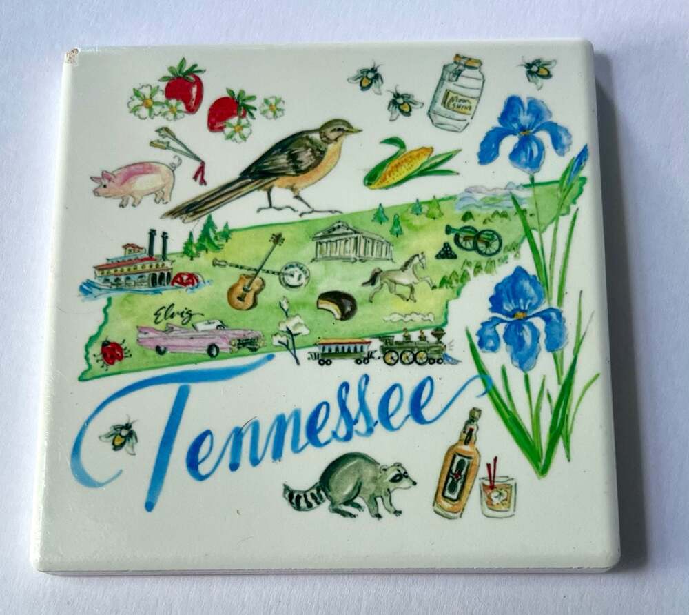 Design House of Moira Tennessee Handpainted Icons Ceramic Stone Coaster